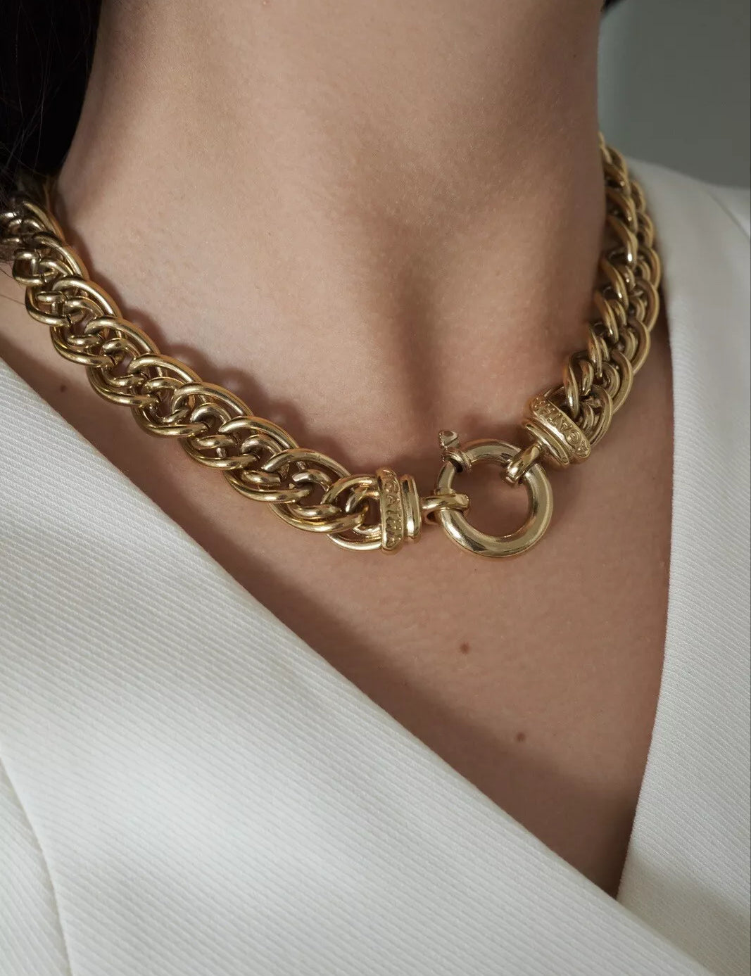 Vintage Agatha Paris Necklace Chain Chunky Choker Gold