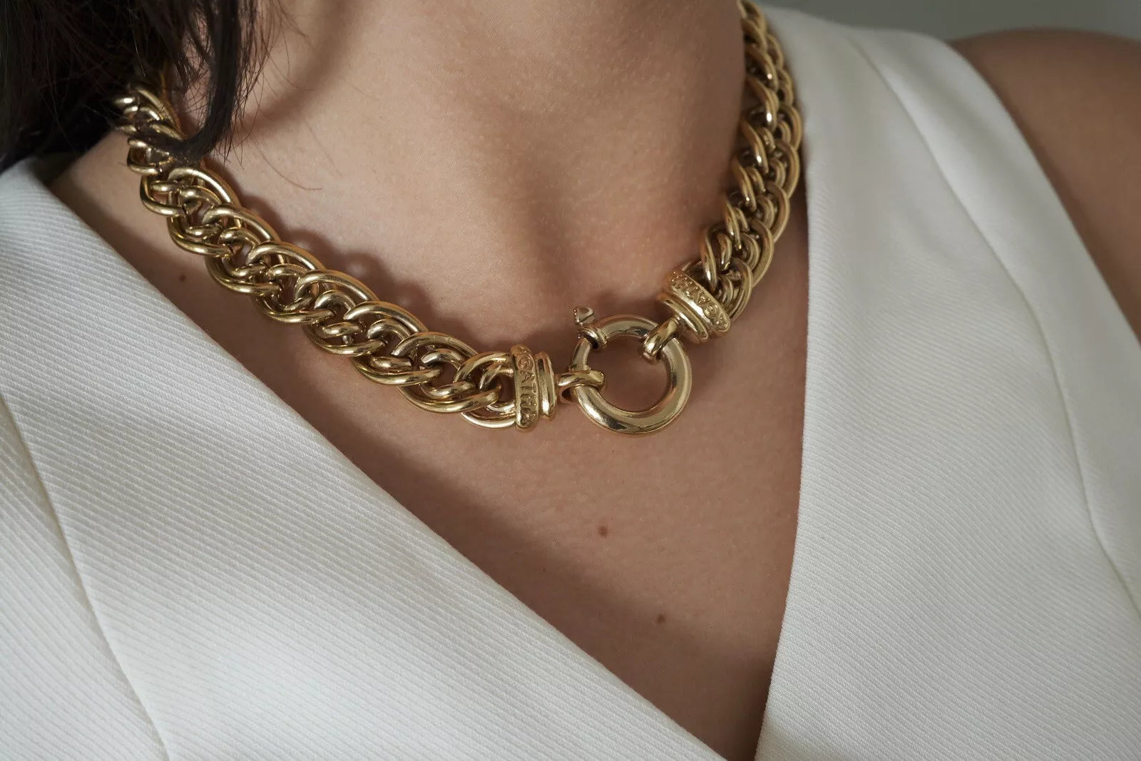 Vintage Agatha Necklace, Gold Tone Necklace, Chunky Chain Necklace, Choker Necklace, massive chain choker Vintage Jewelry, Jewelry for Women