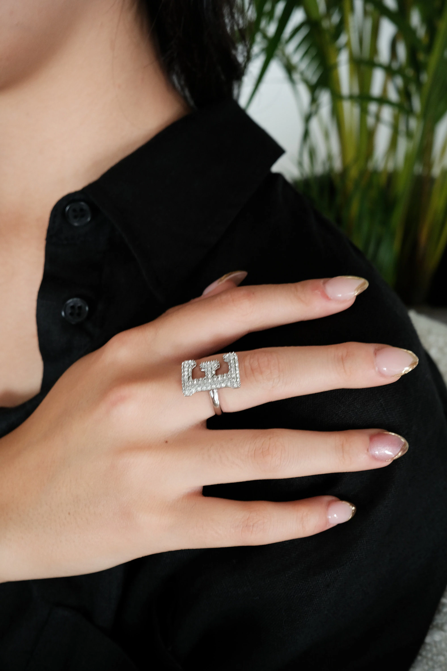 Diamond Initial Ring • Letter Ring • Stone Initial Ring • Dainty Initial Letter Ring • Name Letter Ring • Custom Gift 925 Silver Thumb Ring