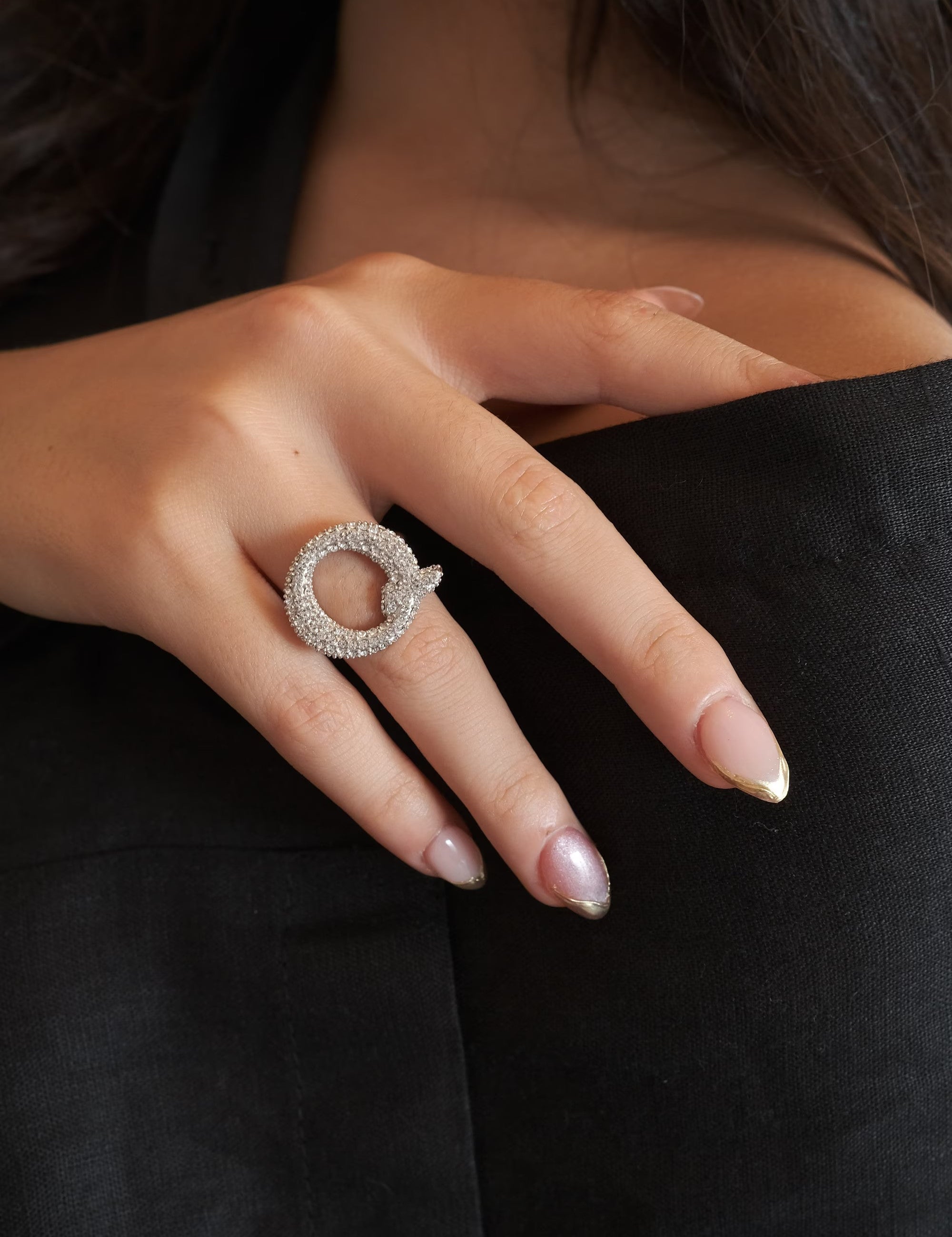 Alphabet Ring Q, Initial Ring, Bridesmaid Ring, Swarovski Ring, Free Size, Sterling Silver Rings for Women, Bridal Ring, Monogram Jewelry