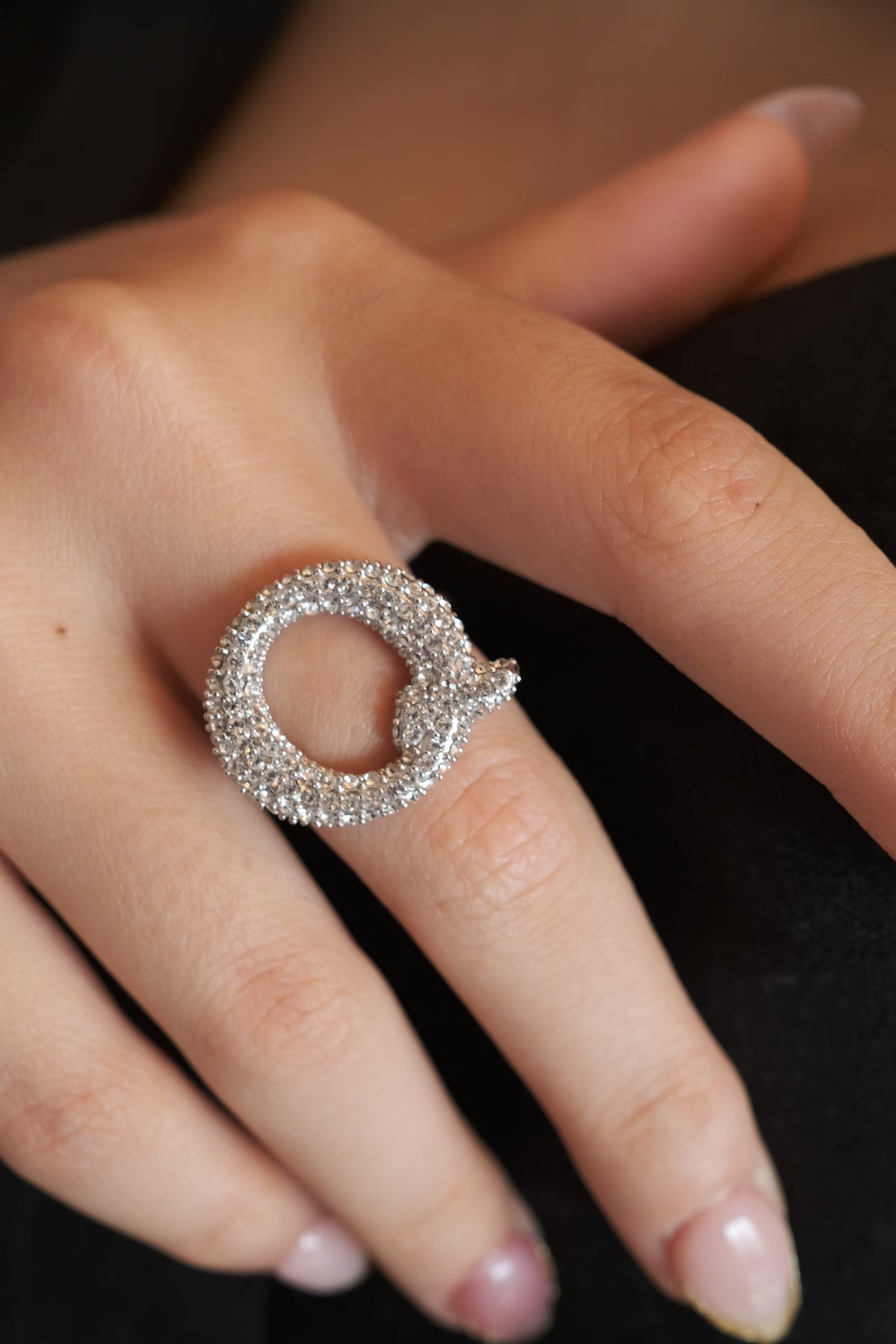 Alphabet Ring Q, Initial Ring, Bridesmaid Ring, Swarovski Ring, Free Size, Sterling Silver Rings for Women, Bridal Ring, Monogram Jewelry