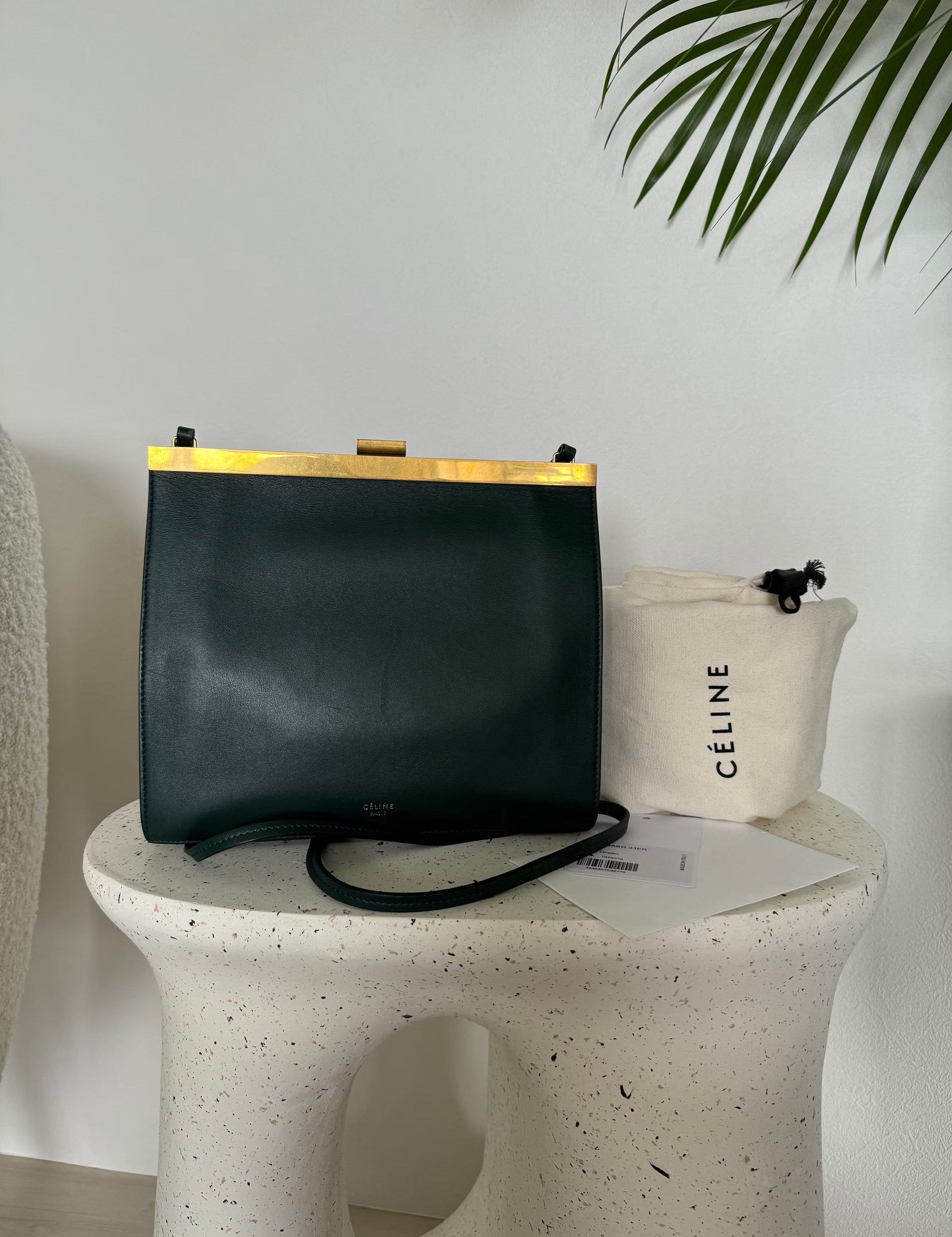 Celine Paris Shoulder Bag Clasp Small size, Woman Leather Bag Made in Italy, Matte gold bag, Celine Phoebe Philo collectible, Vintage Celine