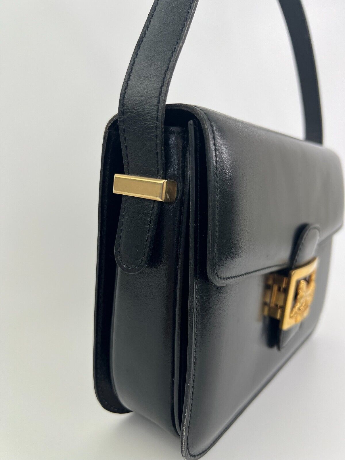 Vintage Celine bag, Celine  Paris Horse carriage Shoulder Bag Black  box Made in Italy, Celine box  bag, Celine 80s, Rare Celine bag