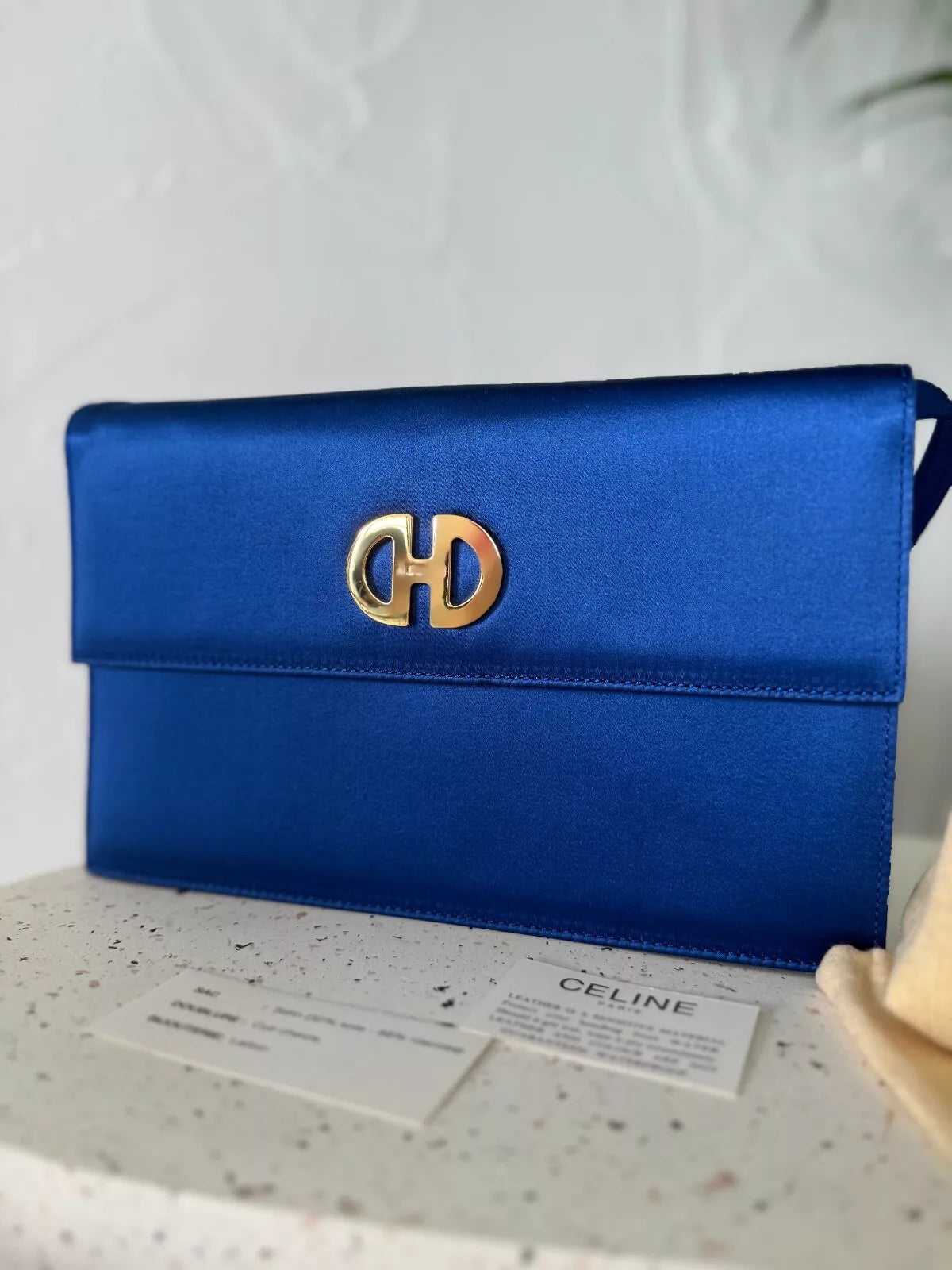 Celine Paris  F/03 Flap Shoulder bag Blue satin Made in Italy, Celine clutch, Celine Handbag, evening bag, Bag Women, Bags for dress