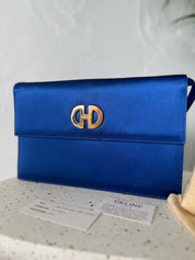 Celine Paris  F/03 Flap Shoulder bag Blue satin Made in Italy, Celine clutch, Celine Handbag, evening bag, Bag Women, Bags for dress