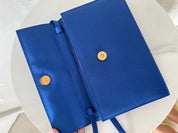 Celine Paris  F/03 Flap Shoulder bag Blue satin Made in Italy, Celine clutch, Celine Handbag, evening bag, Bag Women, Bags for dress
