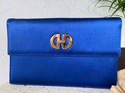 Celine Paris  F/03 Flap Shoulder bag Blue satin Made in Italy, Celine clutch, Celine Handbag, evening bag, Bag Women, Bags for dress