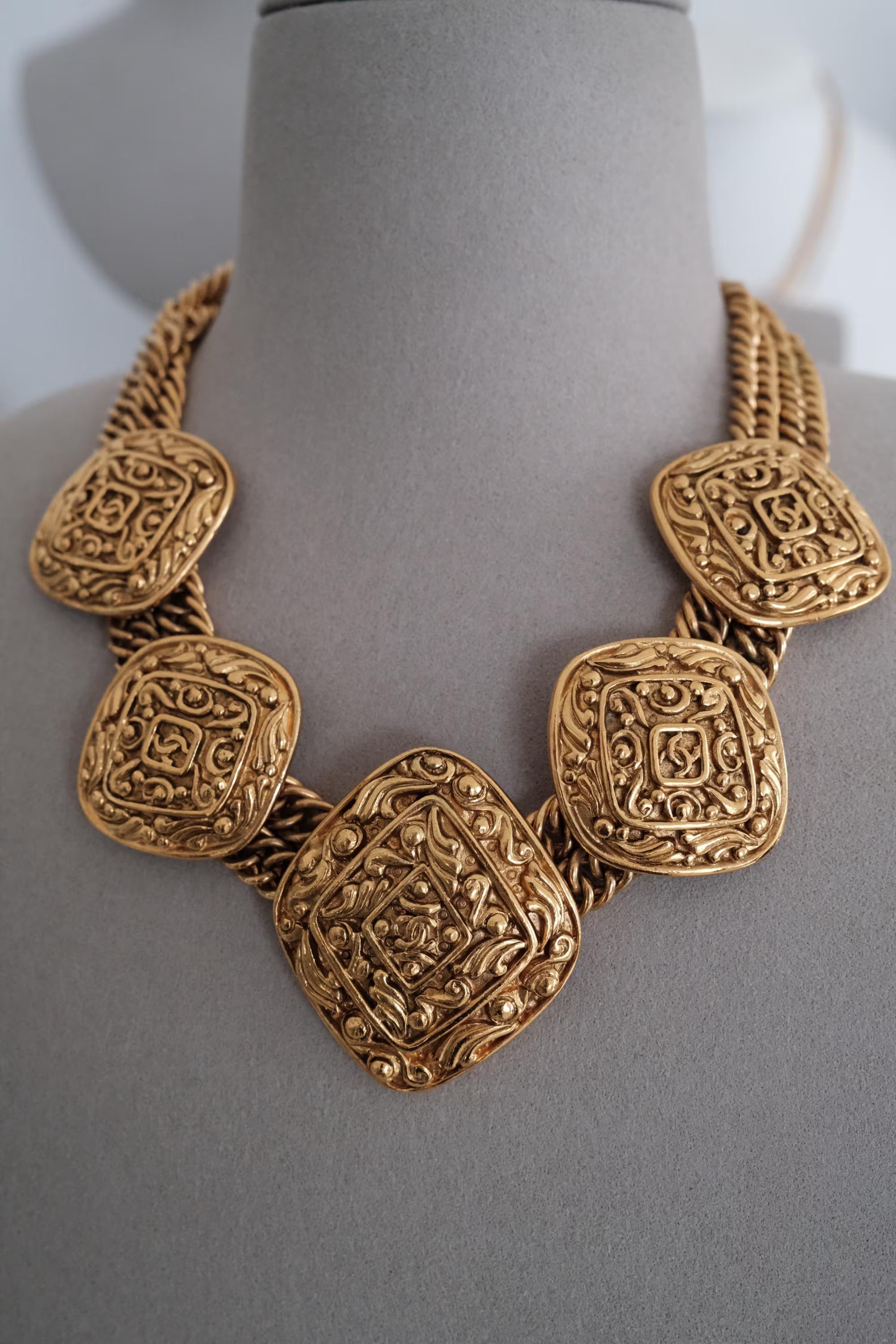 Chanel CC medallion sautoir necklace gold tone