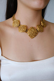 Authentic Chanel Paris sautoir medallion necklace with CC logos gold tone Made in France