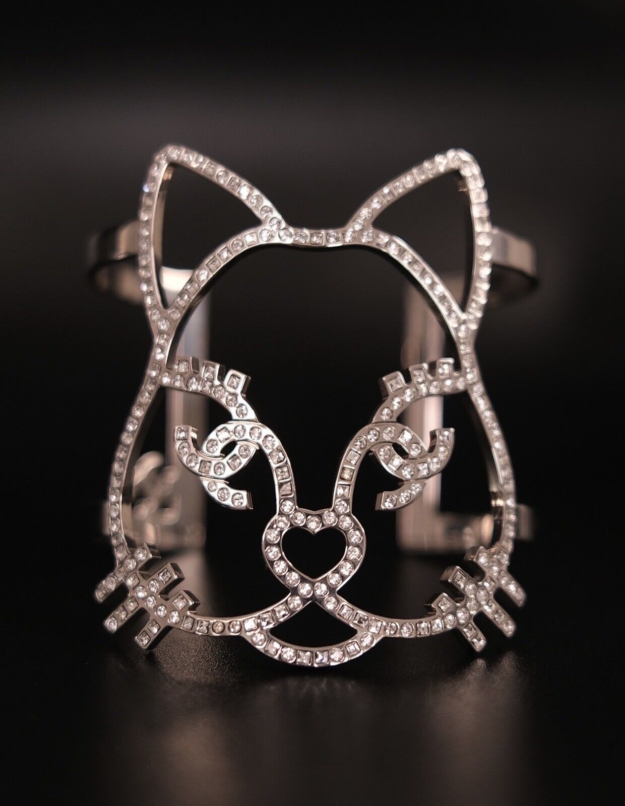 Chanel bracelet , Chanel 2016 Kitty Choupette Cat Emoji Cuff Bangle Bracelet made in Italy , Vintage Chanel