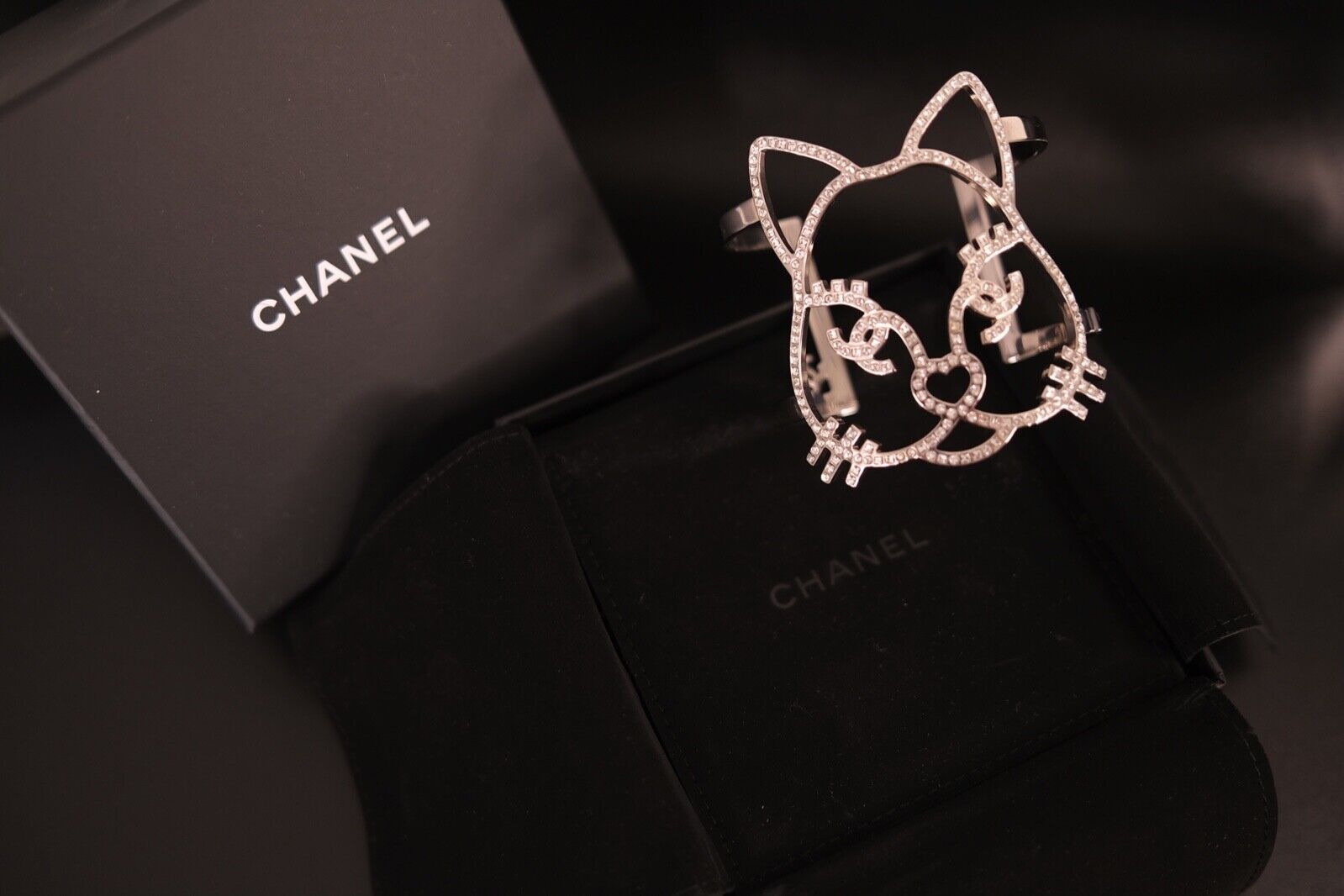 Chanel bracelet , Chanel 2016 Kitty Choupette Cat Emoji Cuff Bangle Bracelet made in Italy , Vintage Chanel