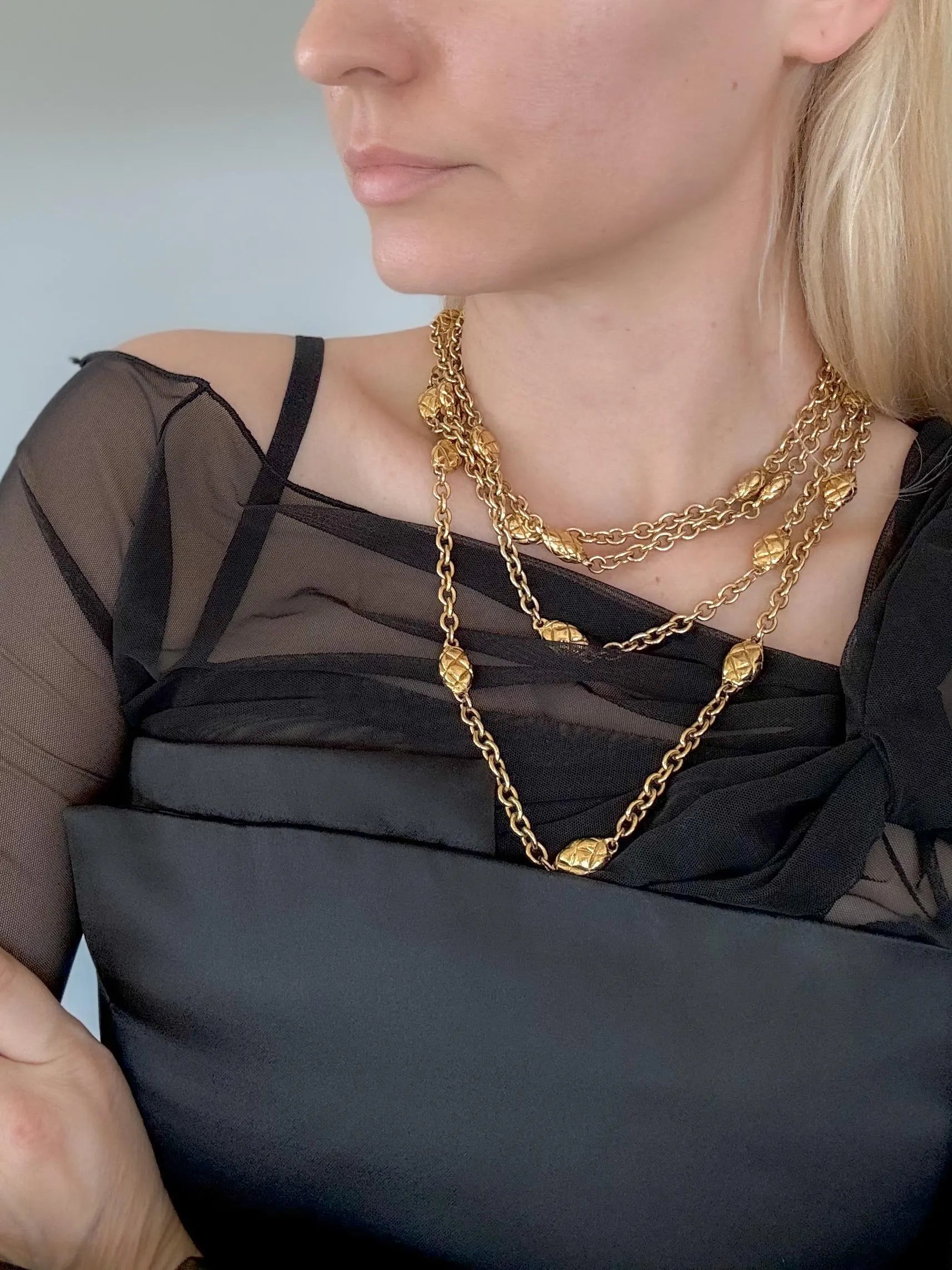 Vintage Chanel Necklace, Choker Necklace, Gold Tone Necklace, Made in France, Gold Coin Necklace, Medallion Necklace, Chanel Stamp necklace