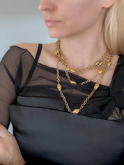 Vintage Chanel Necklace, Choker Necklace, Gold Tone Necklace, Made in France, Gold Coin Necklace, Medallion Necklace, Chanel Stamp necklace