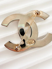 Vintage Chanel CC brooch 98P champagne gold iconic designer jewelry