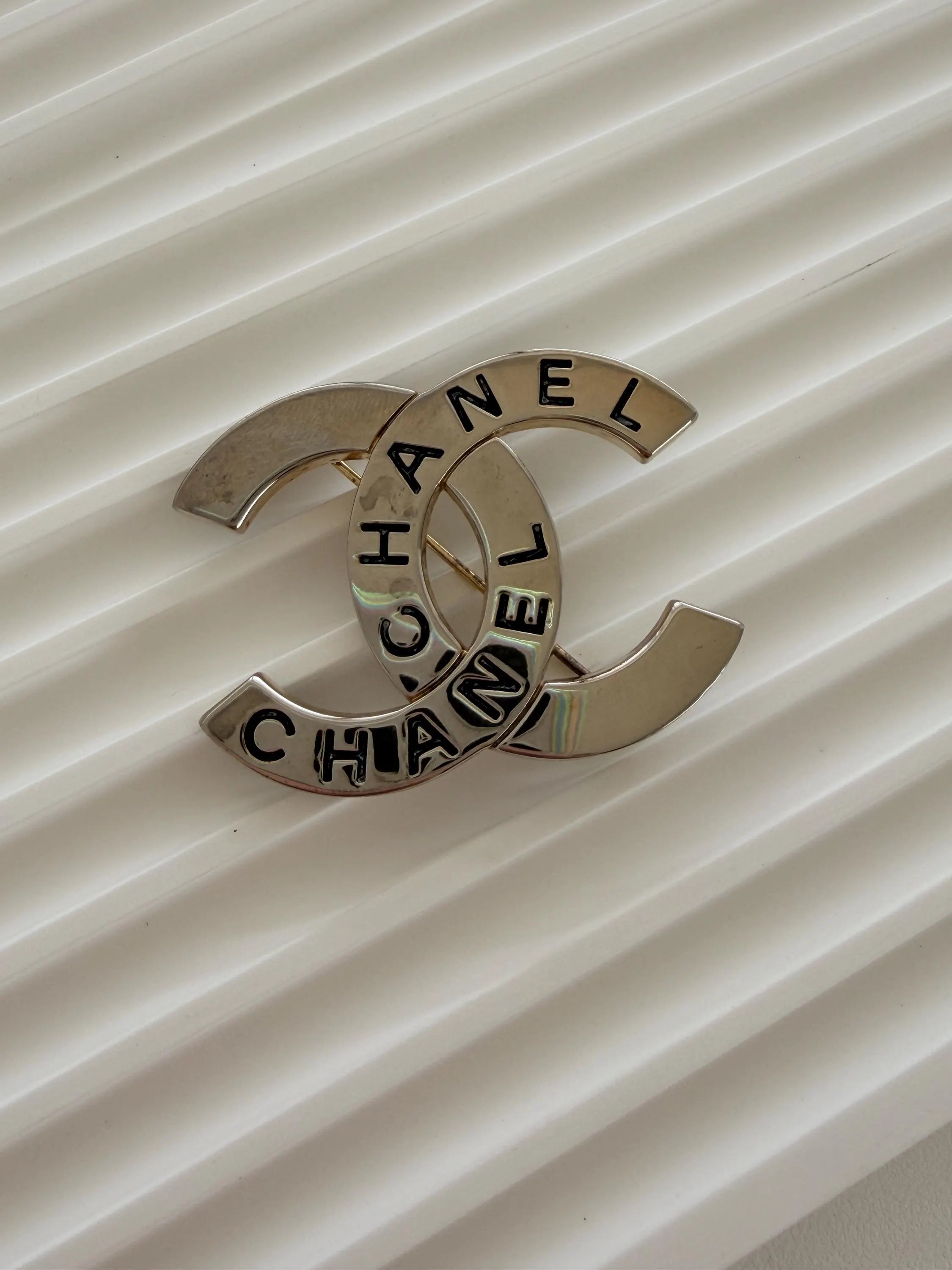 Signed Chanel 98P Made in France on authentic vintage CC brooch
