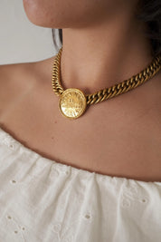 Vintage Chanel Medallion Choker Necklace, Gold Plated, Made in France