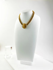 Vintage Chanel Medallion Choker Necklace, Gold Plated, Made in France