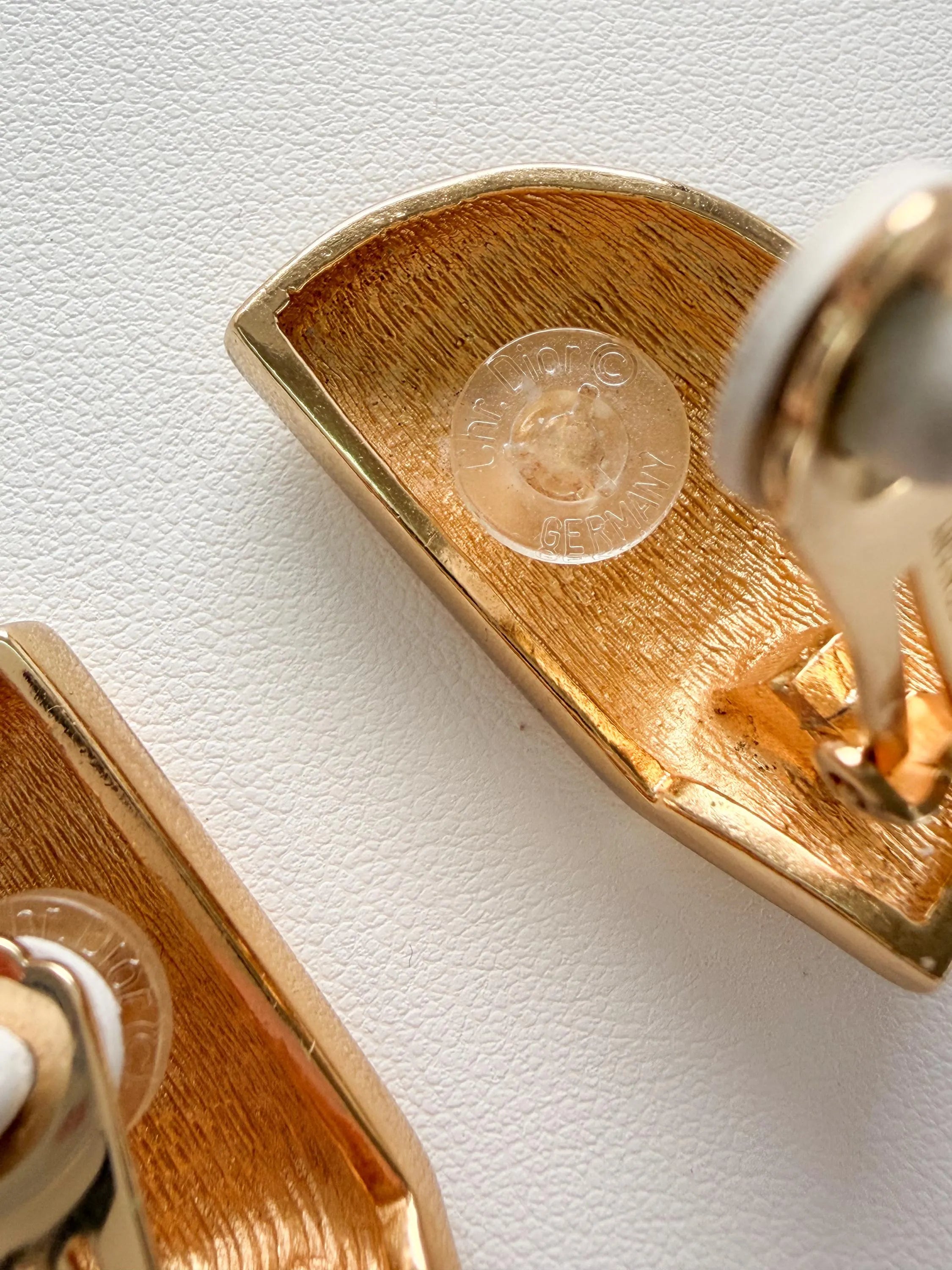 Christian Dior Germany vintage moon earrings gold clip on sophisticated luxury jewelry
