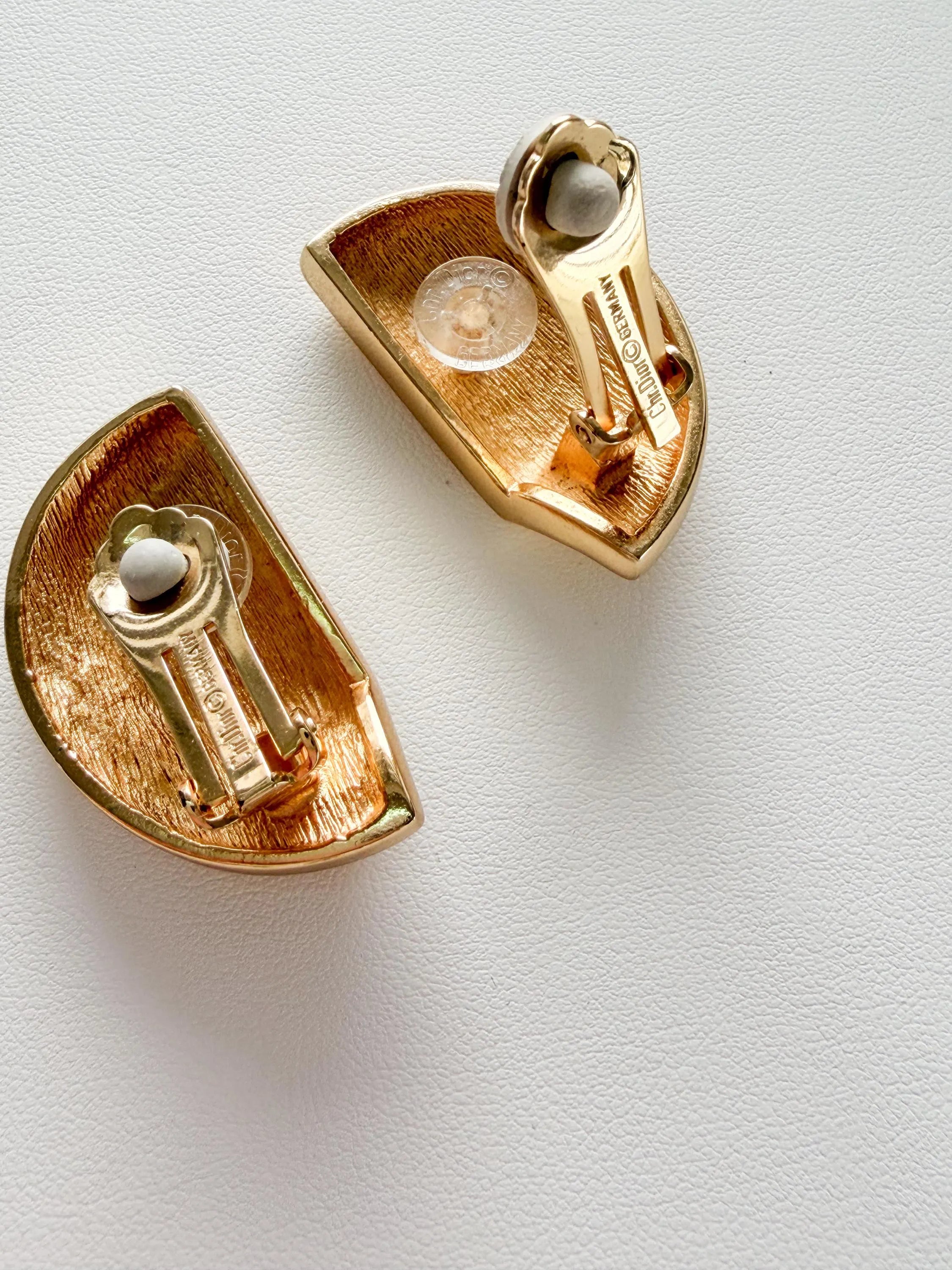 Christian Dior moon design gold clip on earrings elegant style for refined women