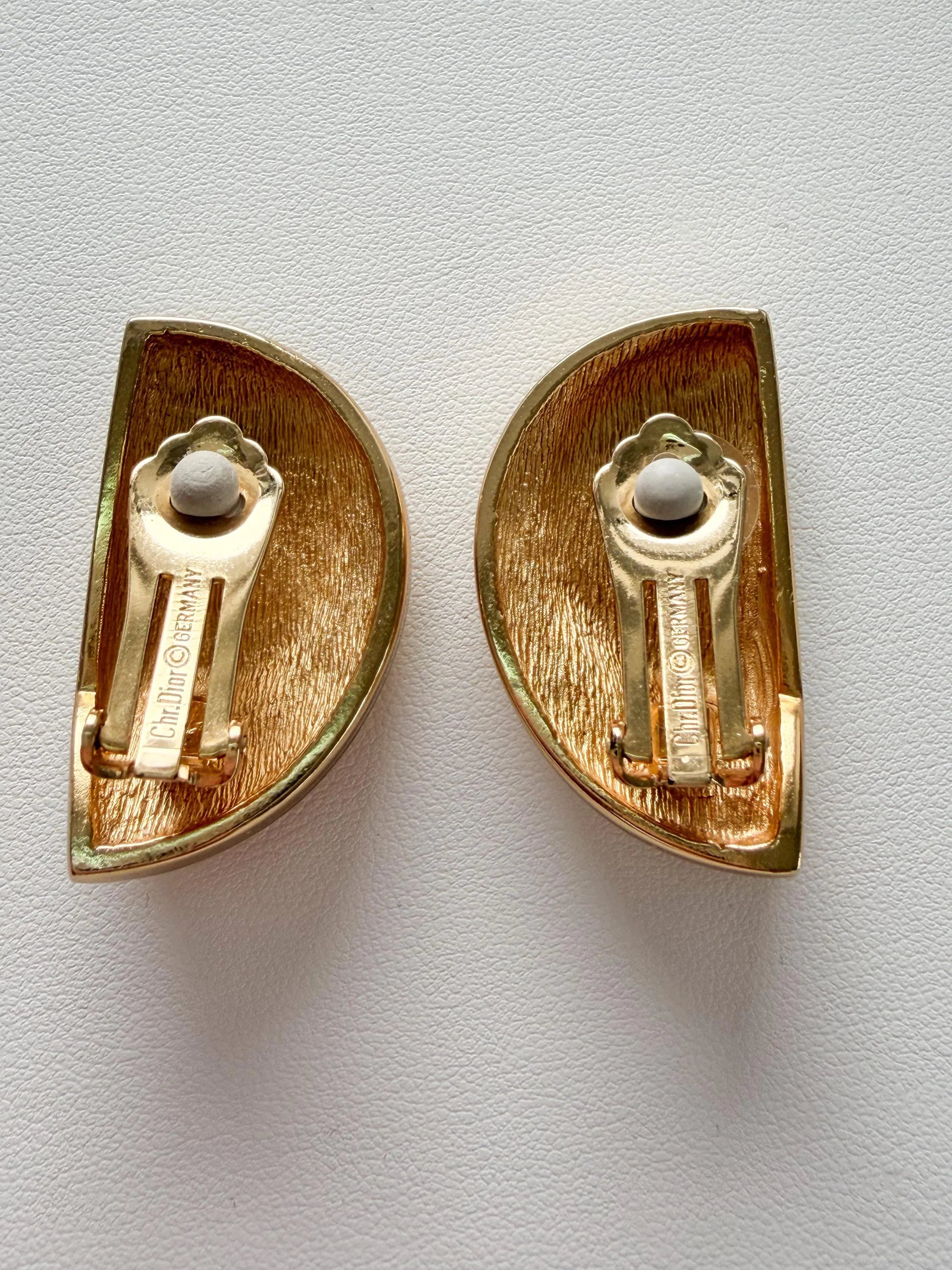 Christian Dior moon design gold clip on earrings elegant style for refined women