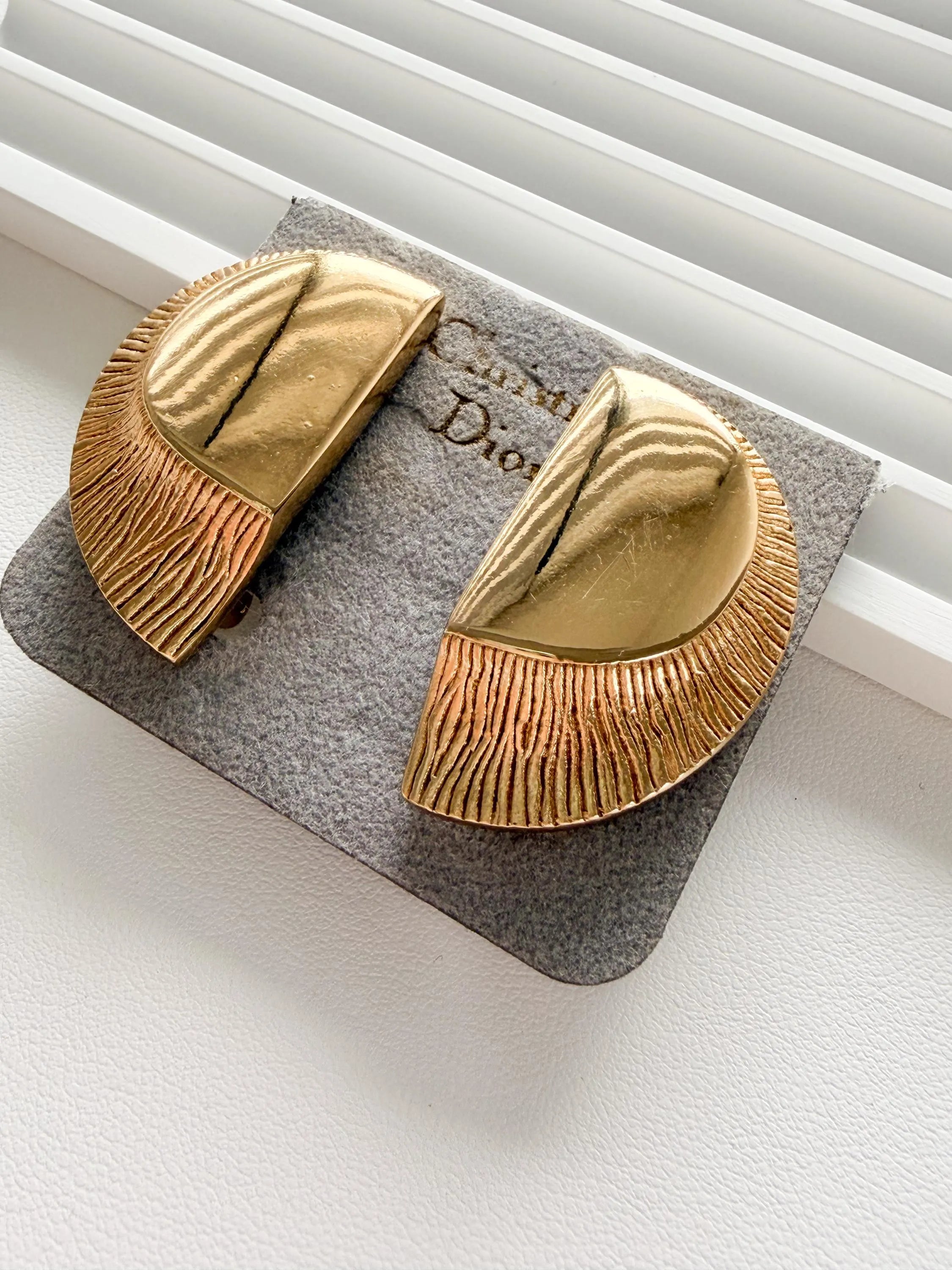Elegant vintage Christian Dior Germany moon design gold clip on earrings refined luxury jewelry