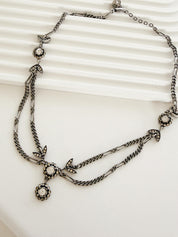 Vintage Christian Dior crystal choker necklace silver tone statement jewelry