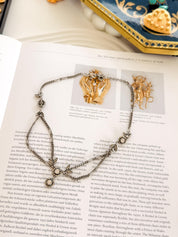 Collectible vintage Christian Dior crystal choker necklace silver tone