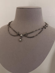 Collectible vintage Christian Dior crystal choker necklace silver tone