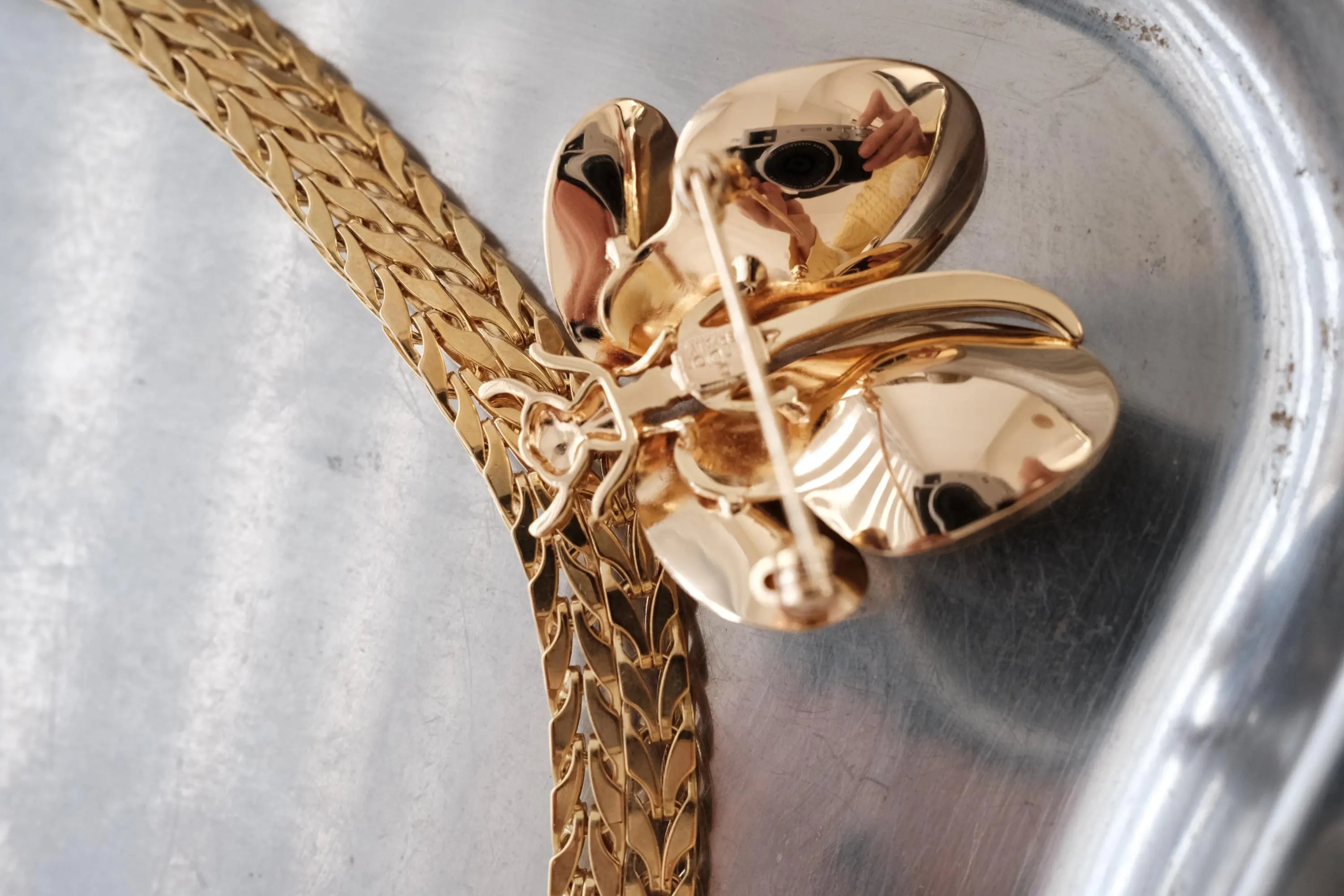 Vintage Christian Dior gold tone dragonfly brooch pin elegant design