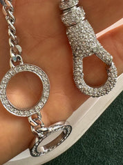 Vintage Christian Dior charm bracelet with sparkling rhinestones silver tone
