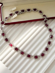Authentic Vintage Christian Dior ruby crystal necklace silver tone rhinestone signed Germany