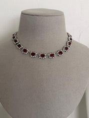Vintage Christian Dior ruby crystal necklace with rhinestone accents elegant design