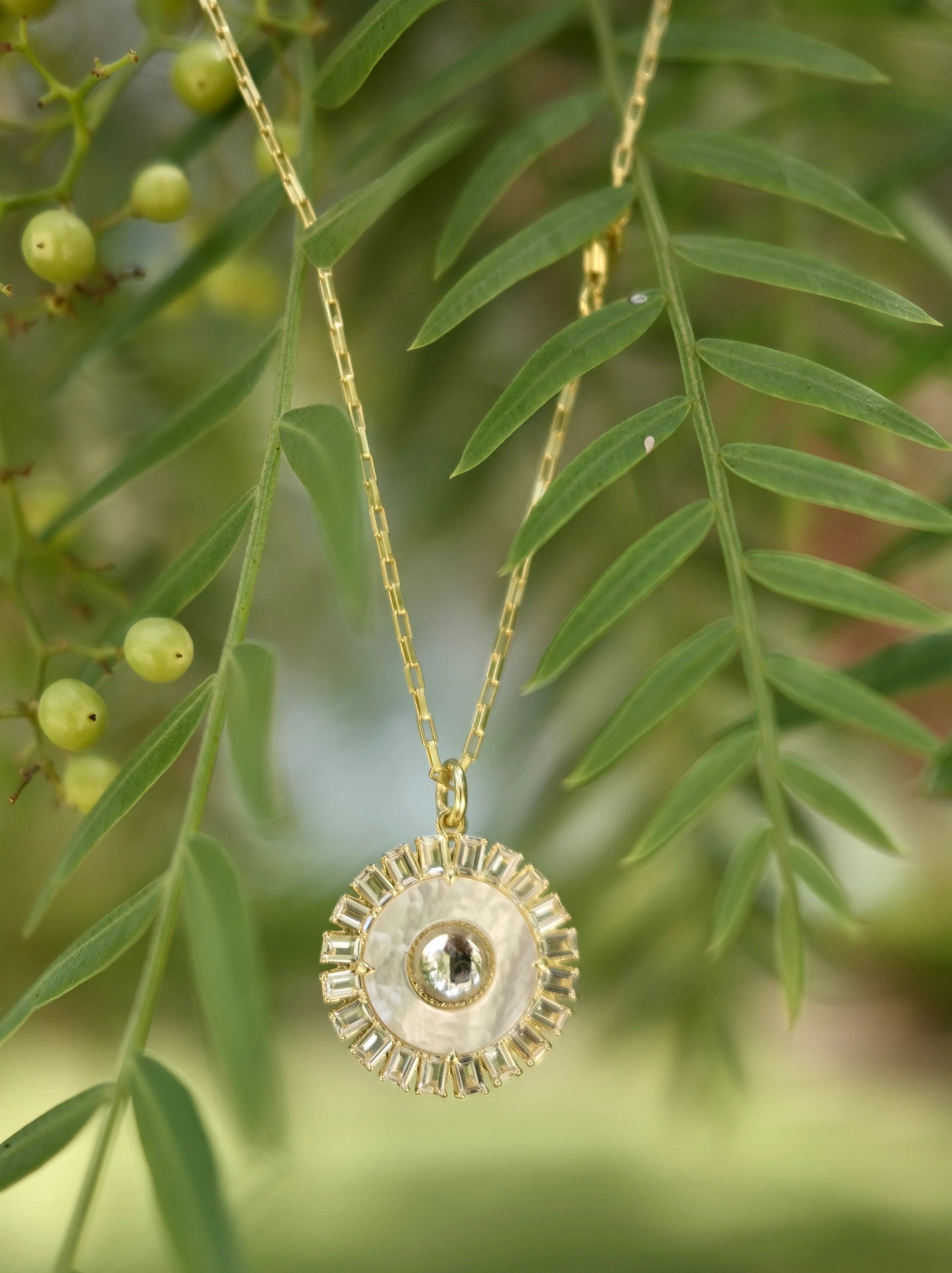 Lucky Charm Pendant Necklace Evil Eye Sterling Silver Mother of Pearl Beautiful