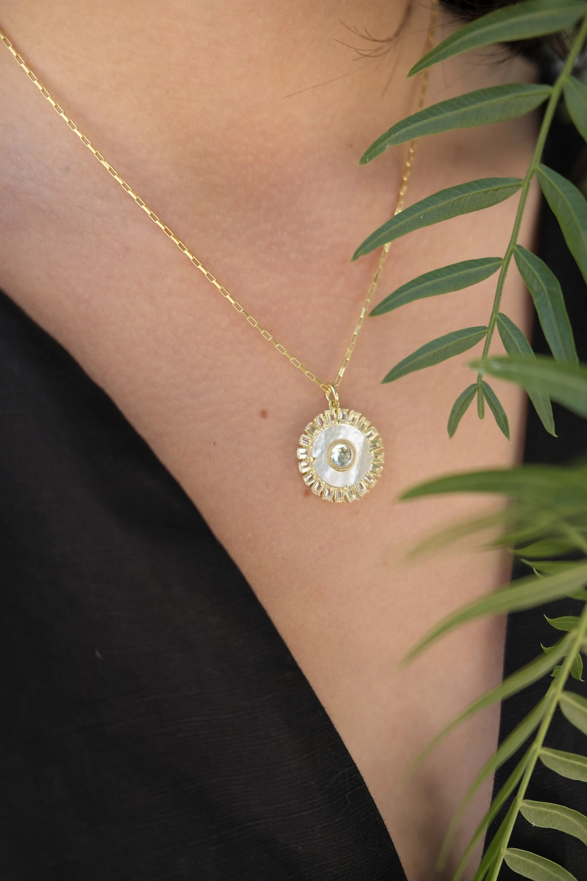 Dainty Necklace,  Mother of pearl Necklace, Evil Eye necklace, Rhodolite necklace, Green onyx necklace, Green 925 Sterling Silver necklace