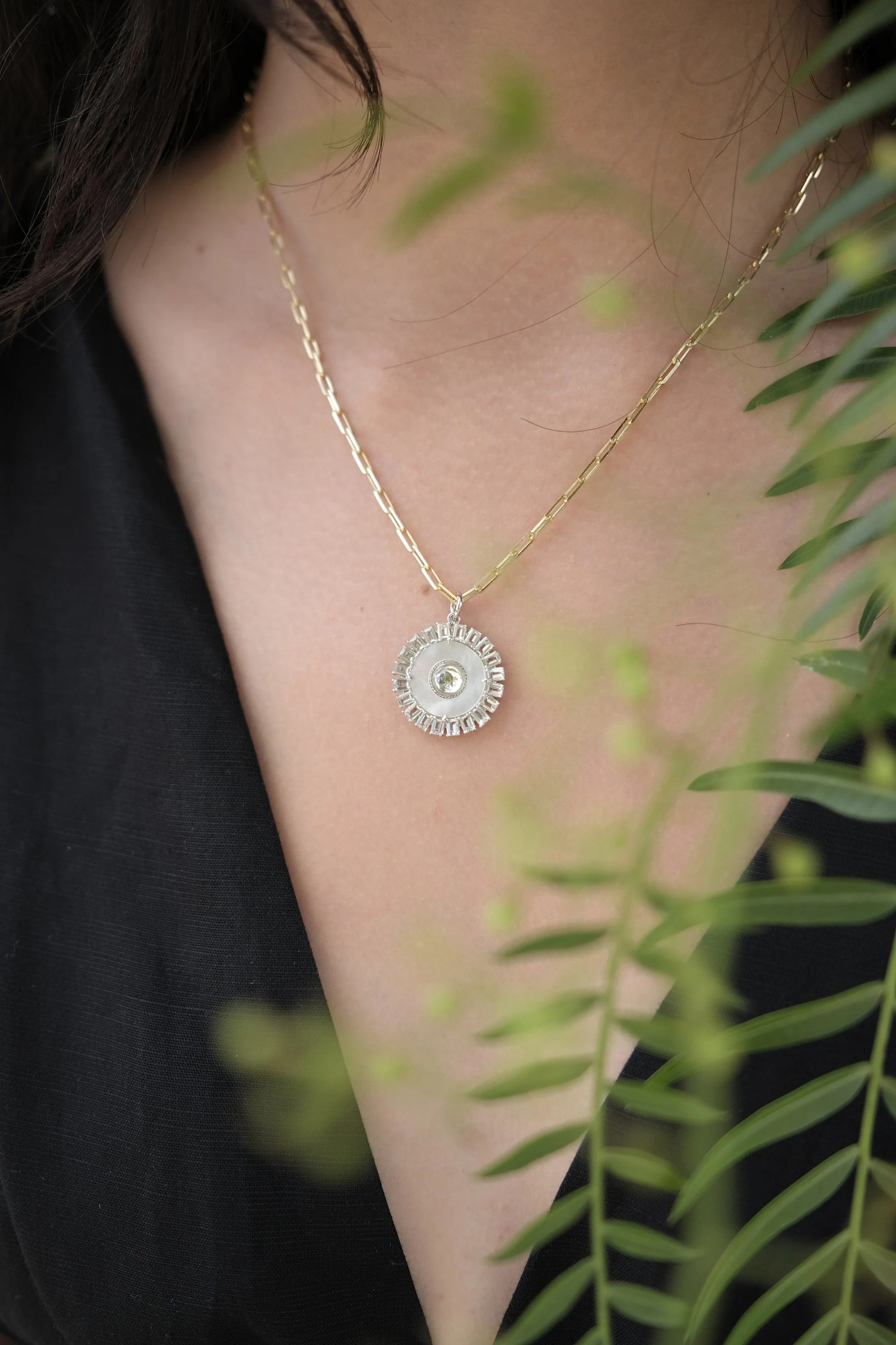 Sun Necklace 925 Mother of pearl Necklace, Evil Eye necklace,Eclipse  necklace, Solar eclipse gold  necklace, Sun necklace protective charm