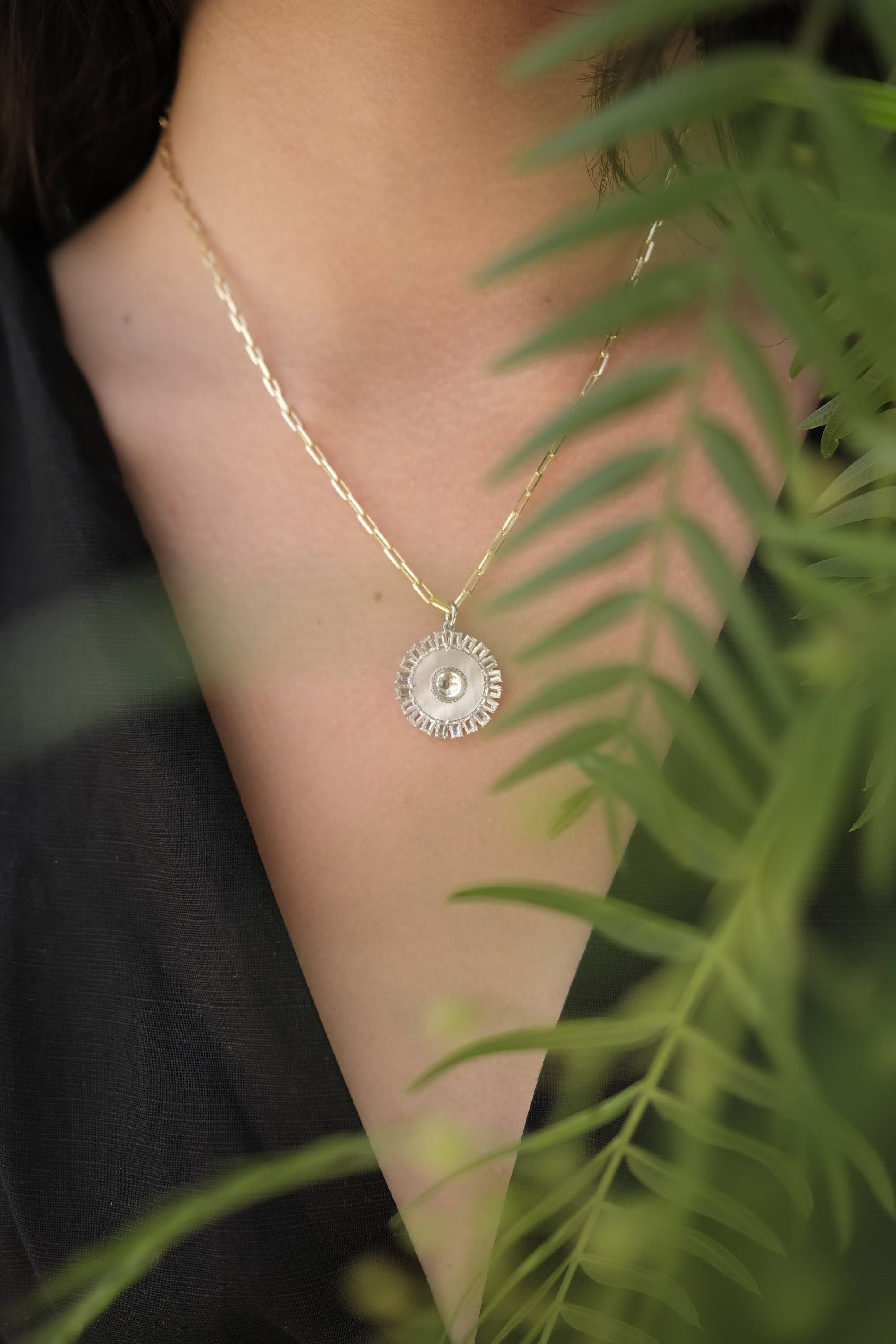 Sun Necklace 925 Mother of pearl Necklace, Evil Eye necklace,Eclipse  necklace, Solar eclipse gold  necklace, Sun necklace protective charm