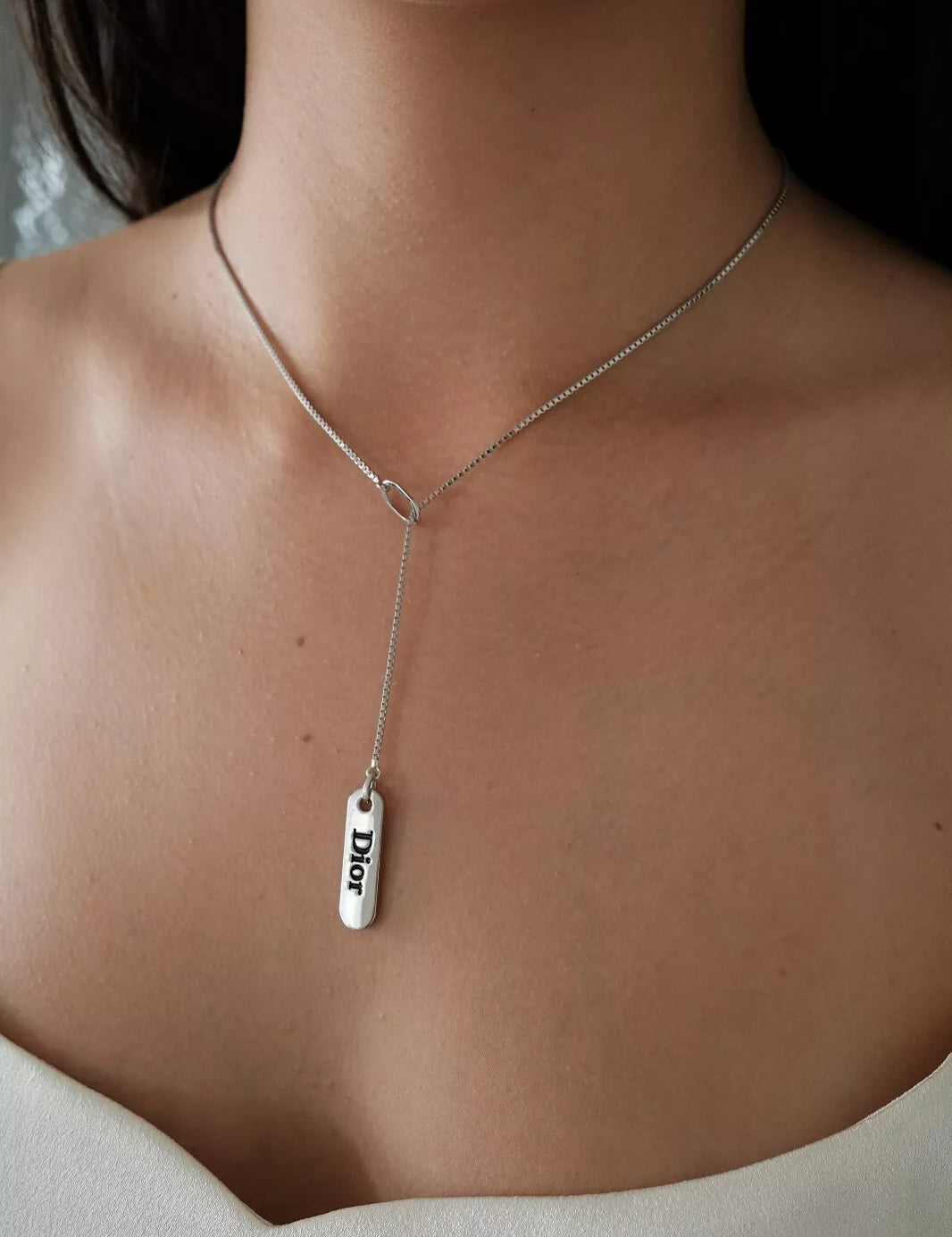 Christian Dior necklace, Dior vintage, Dior  logo necklace, Vintage Christian Dior choker ID tag, John Galliano rare jewelry, Gift for her