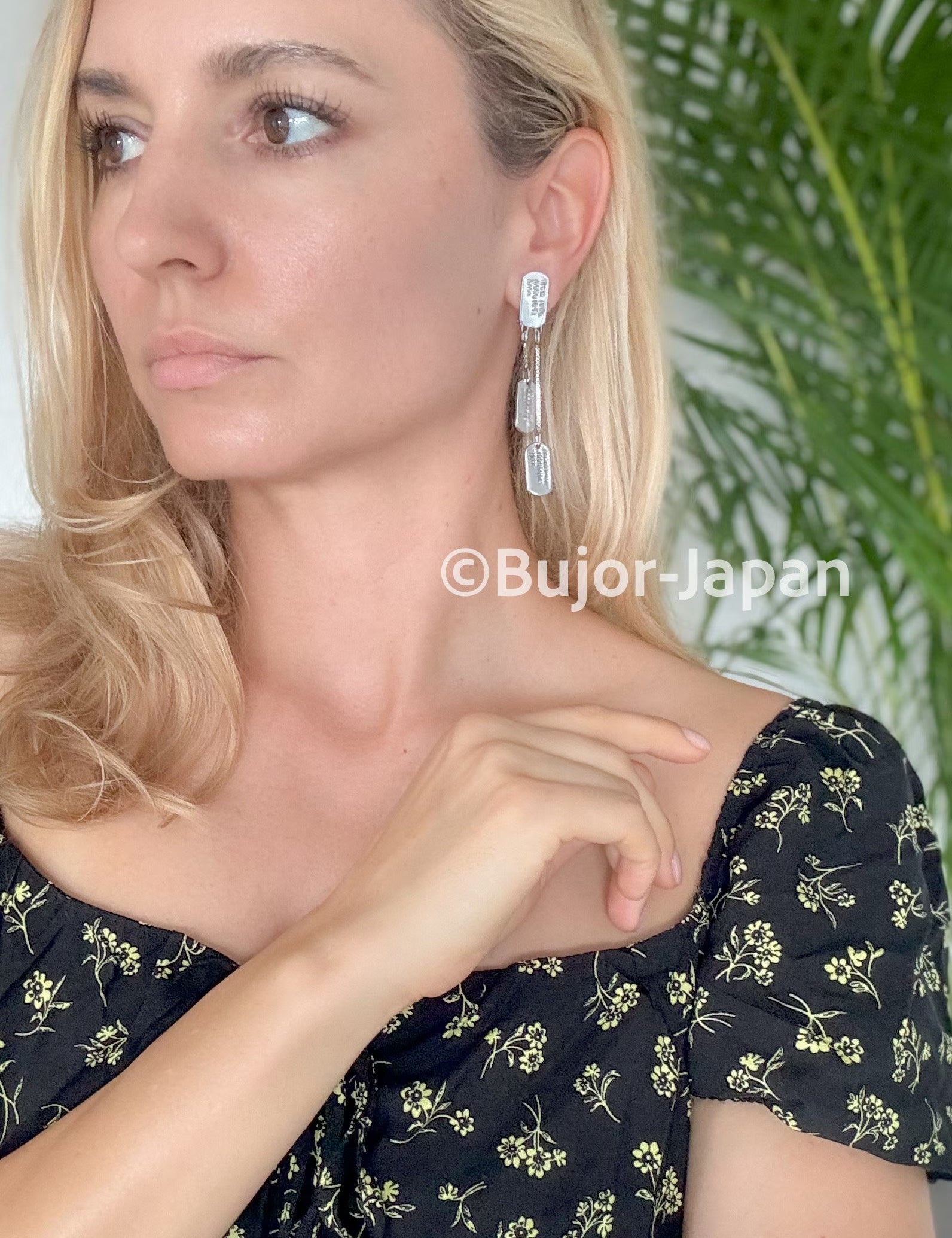 Vintage Christian Dior Earrings silver tone John Galliano collection New Look 2000s , ID tag  earrings , collectible Dior earrings