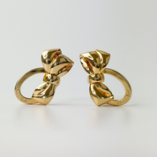 Vintage Christian Dior Earrings, Dior Ribbon logo Earrings, large Earrings Gold, Dior clip on Earrings, classic large Dior earrings Bow