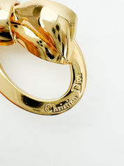 Vintage Christian Dior Earrings, Dior Ribbon logo Earrings, large Earrings Gold, Dior clip on Earrings, classic large Dior earrings Bow