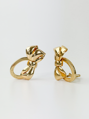 Vintage Christian Dior Earrings, Dior Ribbon logo Earrings, large Earrings Gold, Dior clip on Earrings, classic large Dior earrings Bow