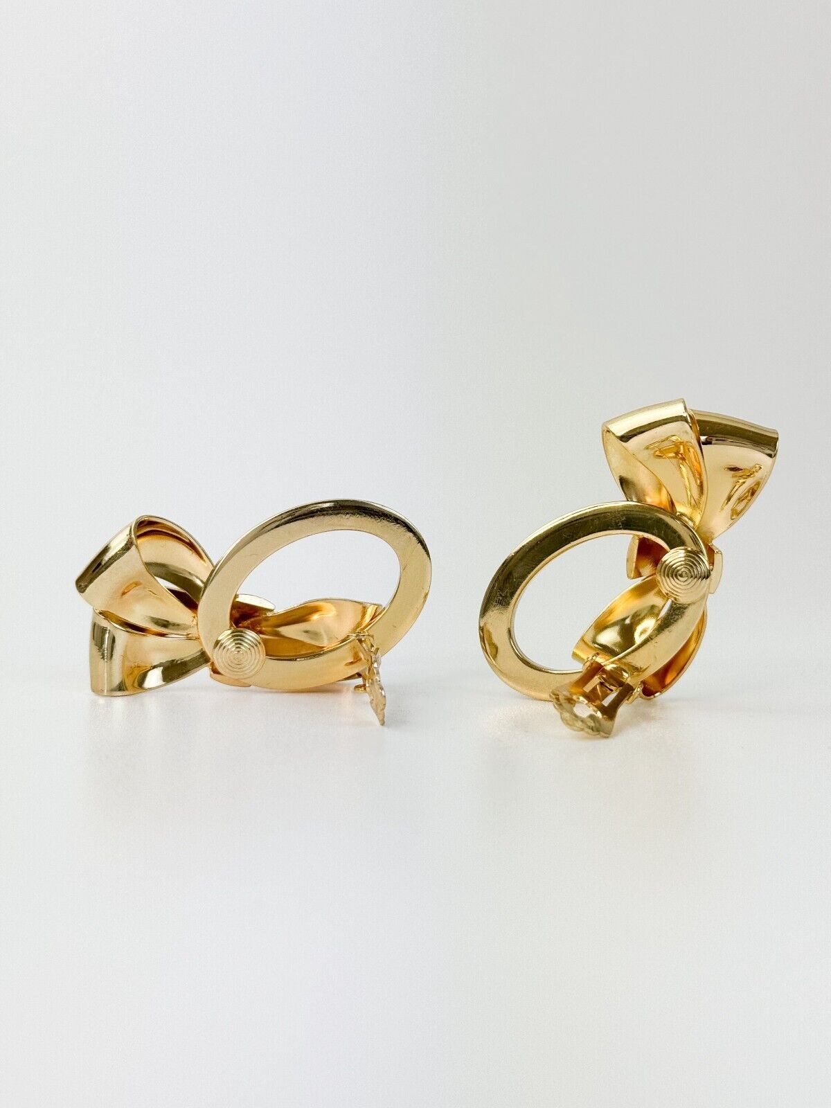 Vintage Christian Dior Earrings, Dior Ribbon logo Earrings, large Earrings Gold, Dior clip on Earrings, classic large Dior earrings Bow