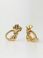 Vintage Christian Dior Earrings, Dior Ribbon logo Earrings, large Earrings Gold, Dior clip on Earrings, classic large Dior earrings Bow