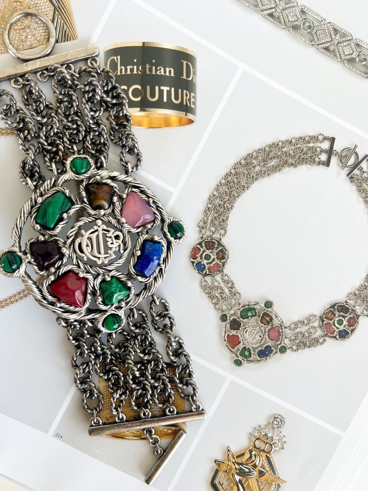 Authentic Christian Dior Stunning  Malacite  Bracelet ,  Dior bracelet  Vintage, silver tone bracelet , natural stone bracelet , Dior 90’s