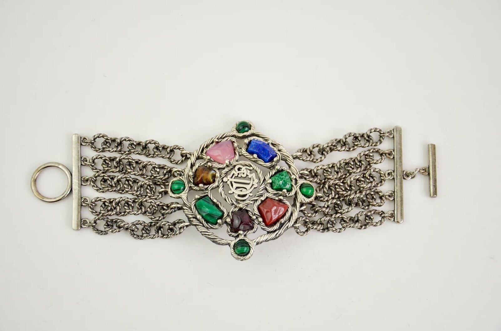 Authentic Christian Dior Stunning  Malacite  Bracelet ,  Dior bracelet  Vintage, silver tone bracelet , natural stone bracelet , Dior 90’s