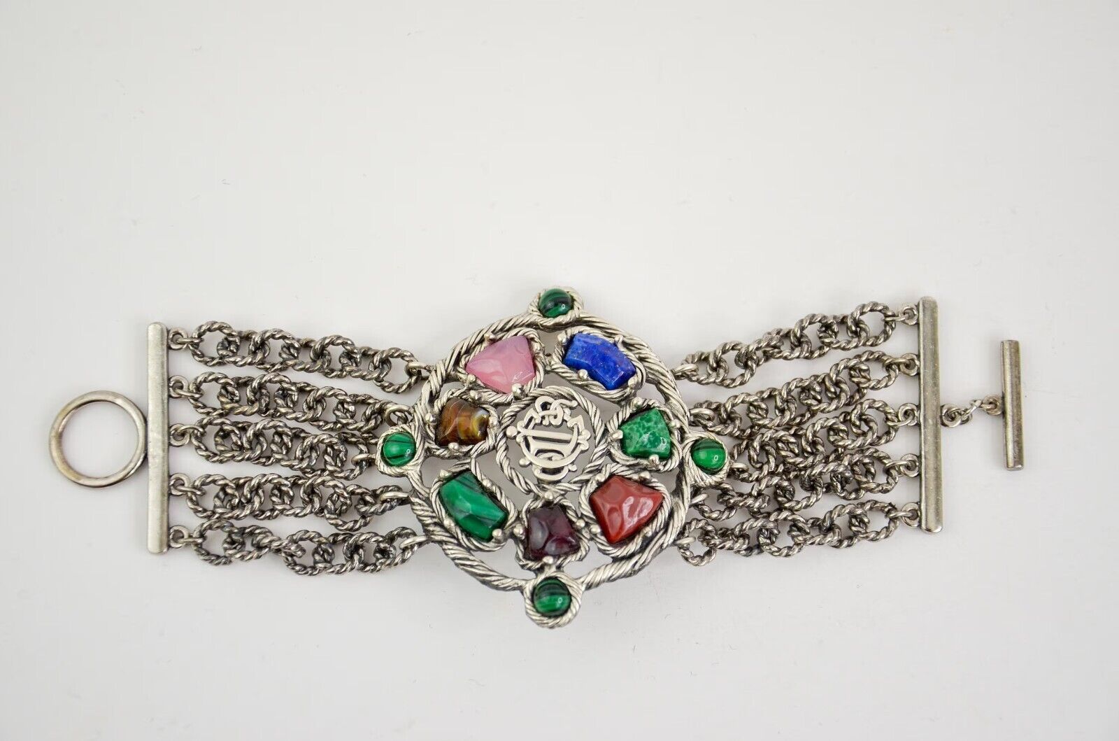 Authentic Christian Dior Stunning  Malacite  Bracelet ,  Dior bracelet  Vintage, silver tone bracelet , natural stone bracelet , Dior 90’s