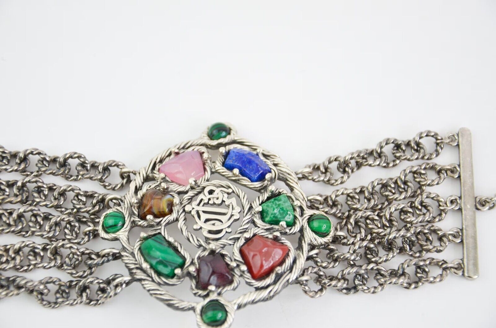 Authentic Christian Dior Stunning  Malacite  Bracelet ,  Dior bracelet  Vintage, silver tone bracelet , natural stone bracelet , Dior 90’s