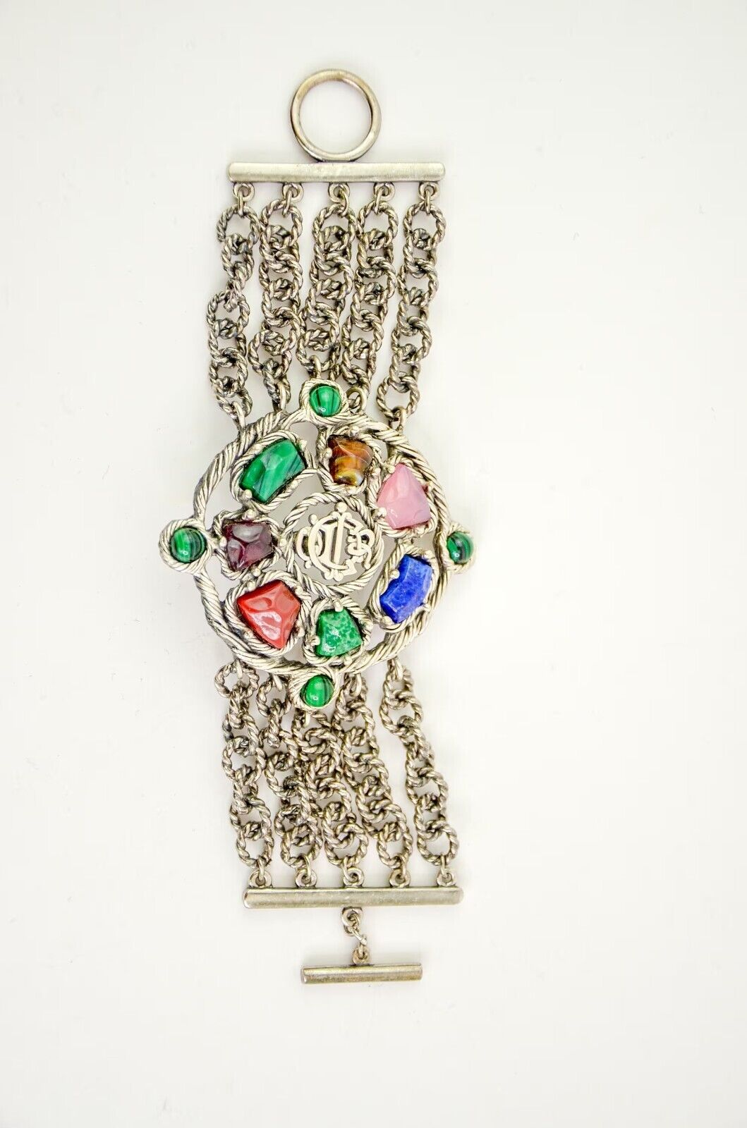Authentic Christian Dior Stunning  Malacite  Bracelet ,  Dior bracelet  Vintage, silver tone bracelet , natural stone bracelet , Dior 90’s