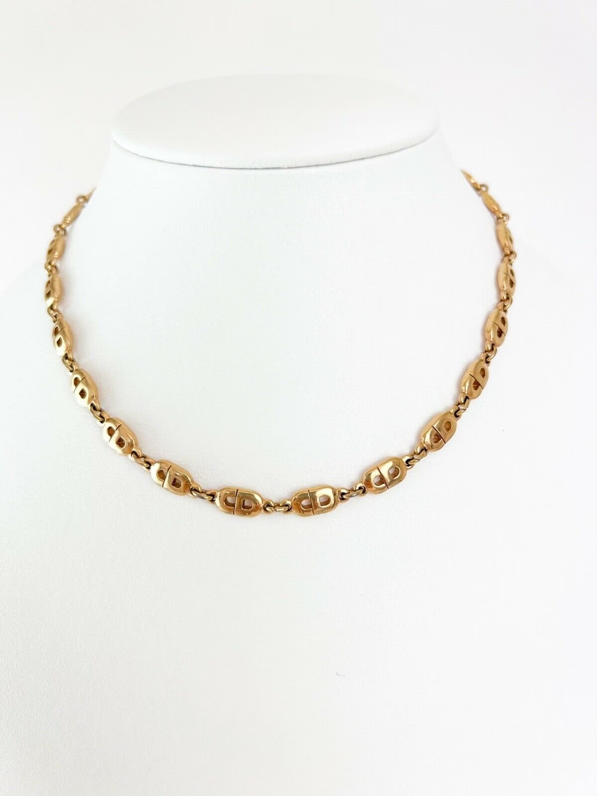 Vintage Dior Necklace, CD Logo Link Necklace, Christian Dior Necklace, Dior Link Gold Tone Necklace, Vintage Jewelry gold Dior letter choker