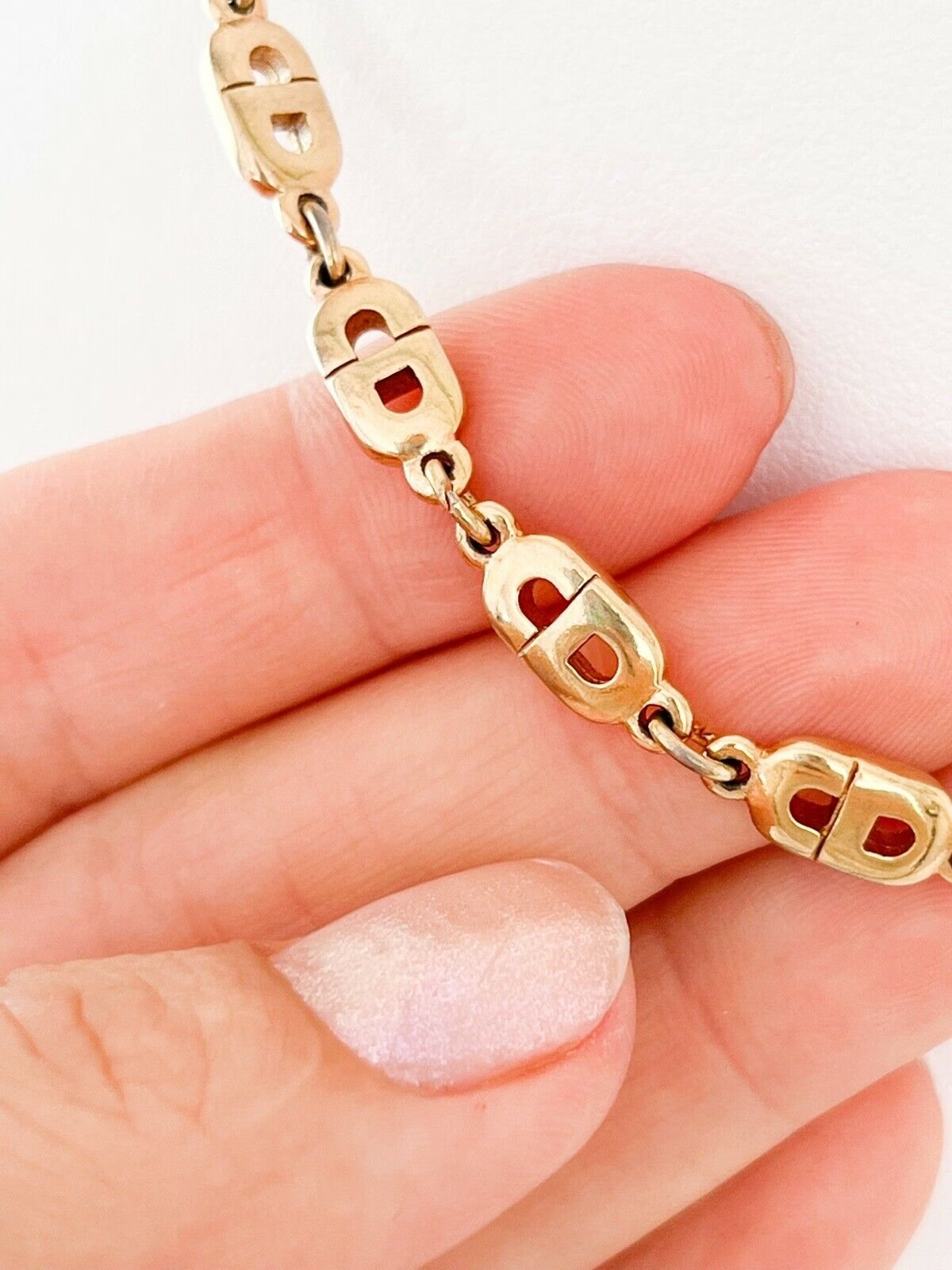 Vintage Dior Necklace, CD Logo Link Necklace, Christian Dior Necklace, Dior Link Gold Tone Necklace, Vintage Jewelry gold Dior letter choker